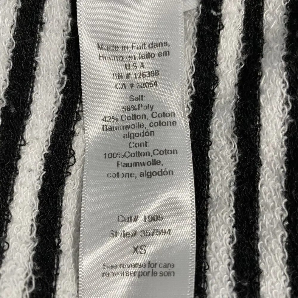 Anthropologie Left Of Center Sweater XS Black White Stripe‎ Wrap Asymmetrical